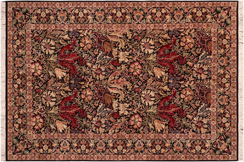 handmade Transitional Gulshan Black Red Hand Knotted RECTANGLE 100% WOOL area rug 6x9