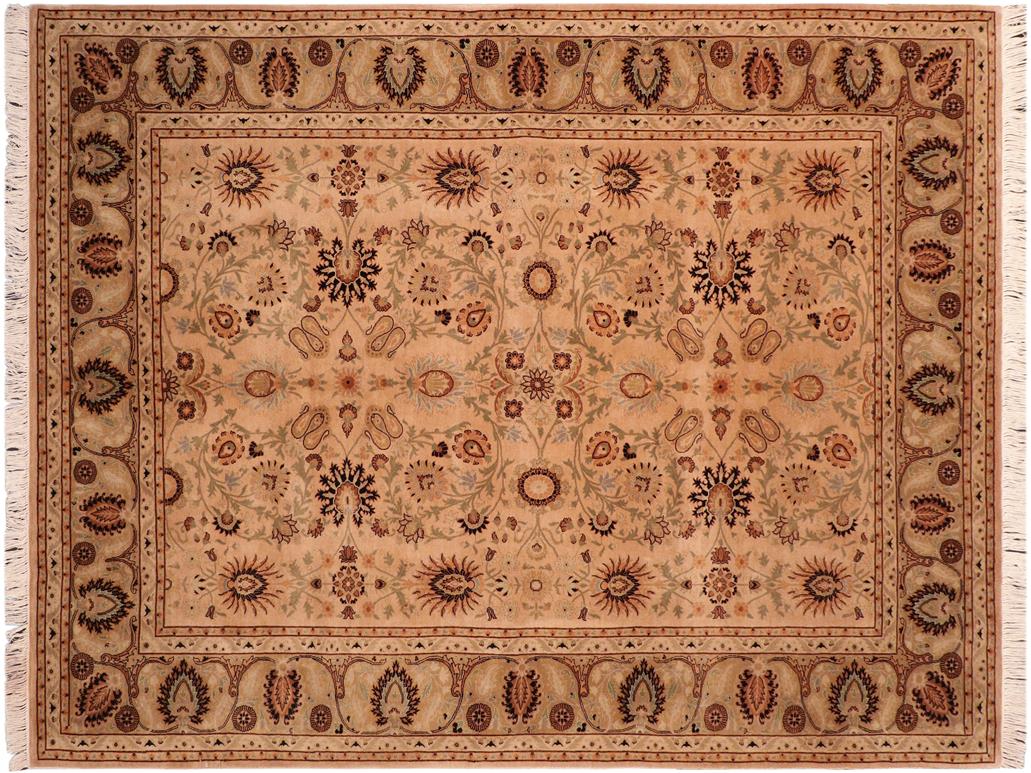 handmade Traditional New Asif Tan Green Hand Knotted RECTANGLE 100% WOOL area rug 6x9