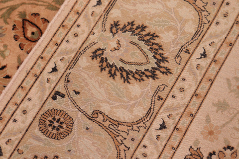 handmade Traditional New Asif Tan Green Hand Knotted RECTANGLE 100% WOOL area rug 6x9