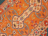 handmade Traditional  Teal Orange Hand Knotted RECTANGLE 100% WOOL area rug 6x9