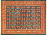 handmade Traditional  Teal Orange Hand Knotted RECTANGLE 100% WOOL area rug 6x9