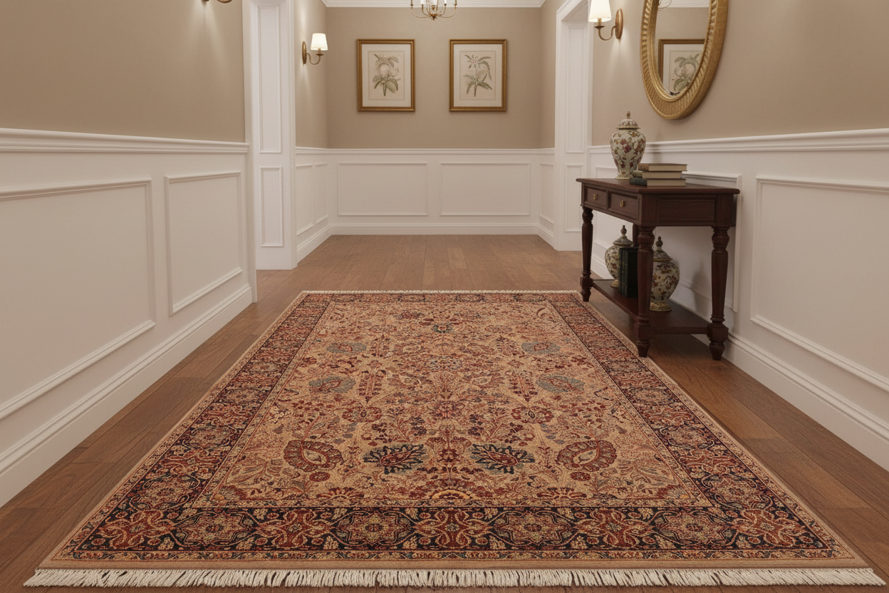 handmade Traditional Tabriz Taupe Blue Hand Knotted RECTANGLE 100% WOOL area rug 6x9