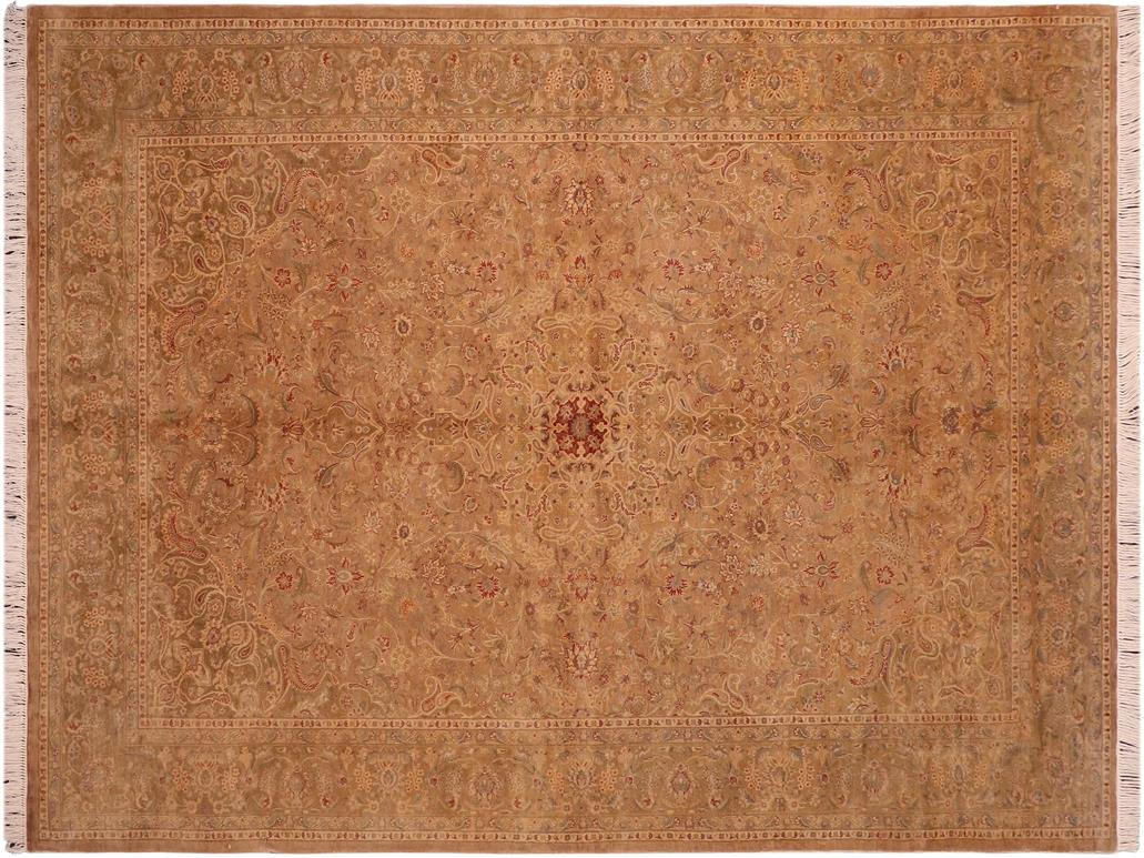 handmade Traditional Kasbeen Taupe Green Hand Knotted RECTANGLE 100% WOOL area rug 6x10