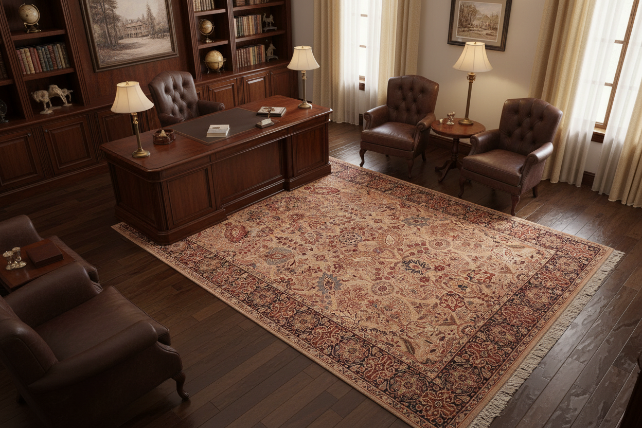 handmade Traditional Shahid Taupe Blue Hand Knotted RECTANGLE 100% WOOL area rug 6x9