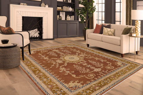 handmade Traditional Kafkaz Brown Gold Hand Knotted RECTANGLE 100% WOOL area rug 8' x 12'