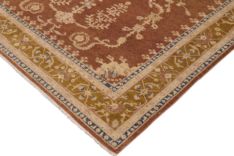 handmade Traditional Kafkaz Brown Gold Hand Knotted RECTANGLE 100% WOOL area rug 8' x 12'