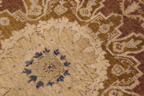 handmade Traditional Kafkaz Brown Gold Hand Knotted RECTANGLE 100% WOOL area rug 8' x 12'