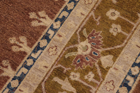 handmade Traditional Kafkaz Brown Gold Hand Knotted RECTANGLE 100% WOOL area rug 8' x 12'