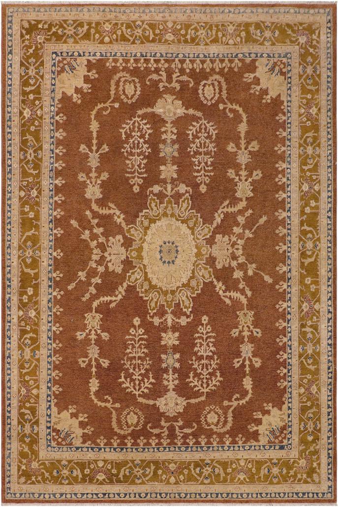 handmade Traditional Kafkaz Brown Gold Hand Knotted RECTANGLE 100% WOOL area rug 8X12