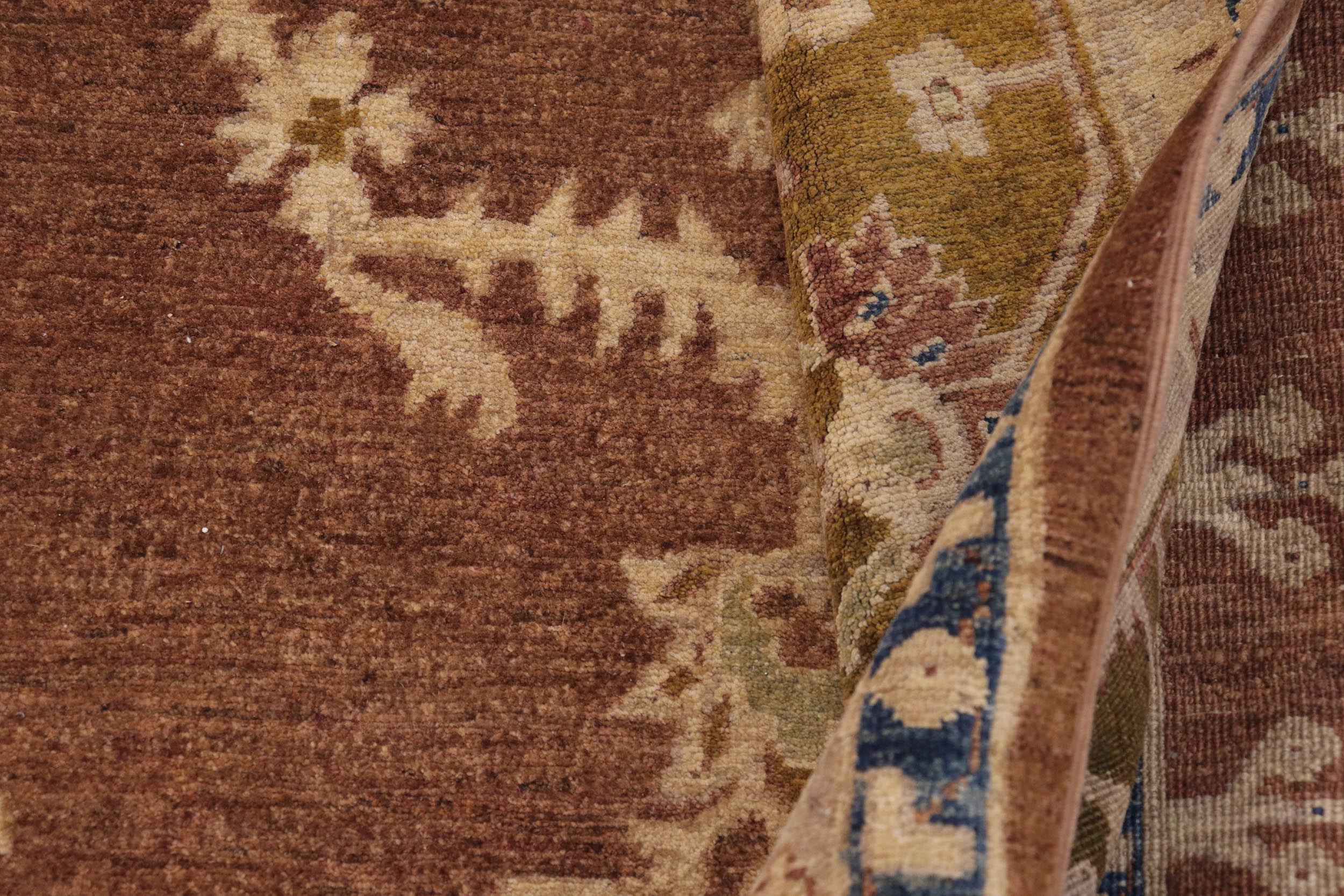 handmade Traditional Kafkaz Brown Gold Hand Knotted RECTANGLE 100% WOOL area rug 8' x 12'