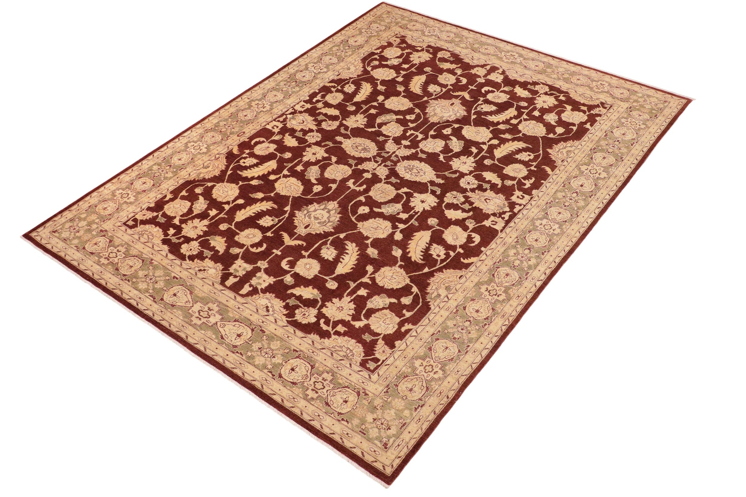 handmade Traditional Kafkaz Brown Green Hand Knotted RECTANGLE 100% WOOL area rug 10x14