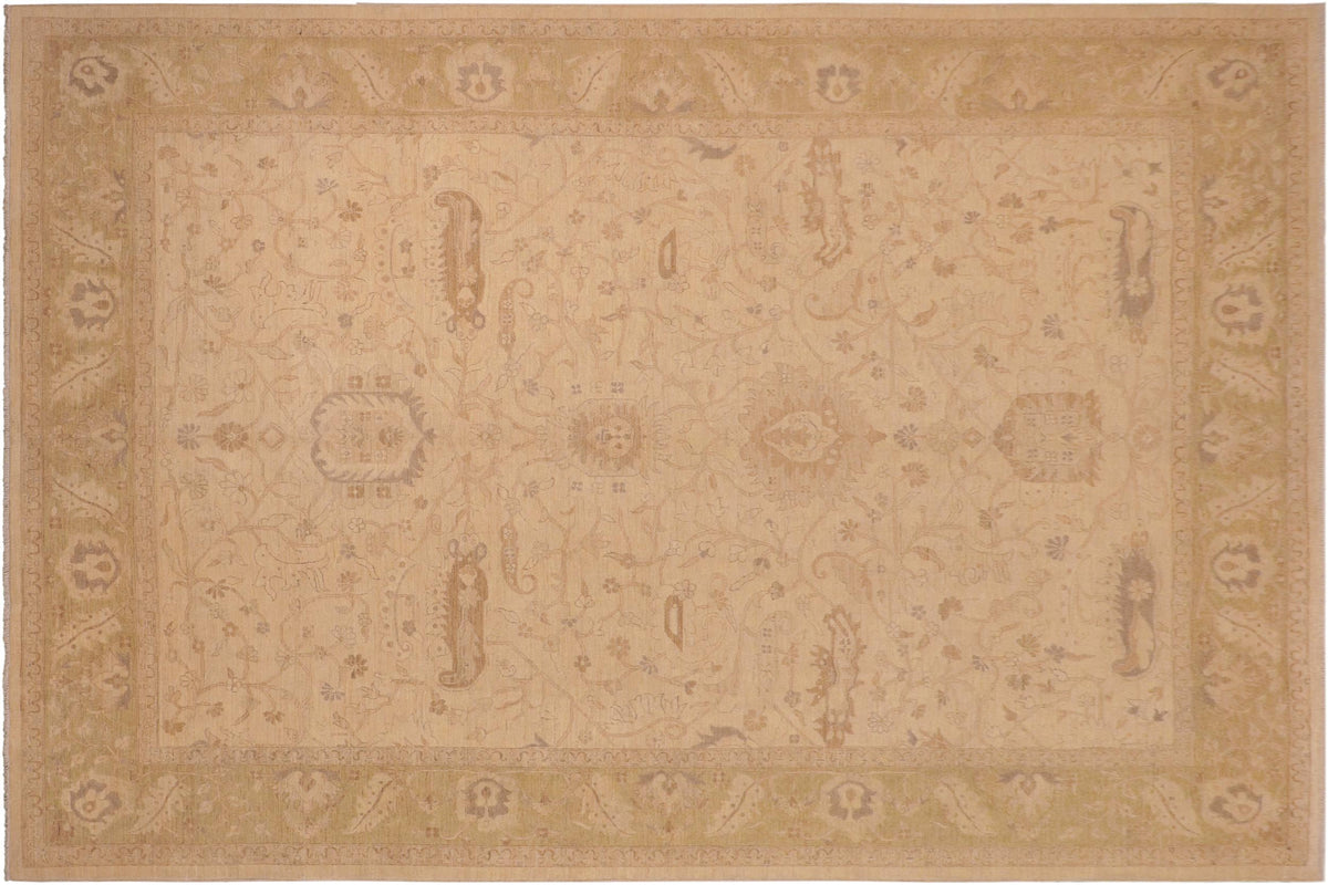 handmade Traditional Kafkaz Tan Green Hand Knotted RECTANGLE 100% WOOL area rug 10x14