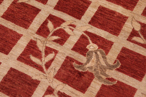 handmade Modern Kafkaz Red Tan Hand Knotted RECTANGLE 100% WOOL area rug 10' x 14'