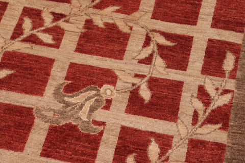 handmade Modern Kafkaz Red Tan Hand Knotted RECTANGLE 100% WOOL area rug 10' x 14'