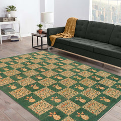 handmade Transitional Kafkaz Green Tan Hand Knotted RECTANGLE 100% WOOL area rug 9X13