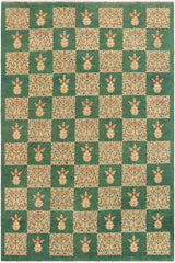 handmade Transitional Kafkaz Green Tan Hand Knotted RECTANGLE 100% WOOL area rug 9X13