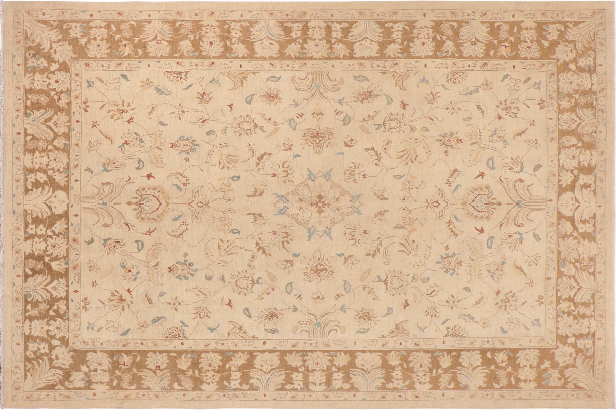 handmade Traditional Kafkaz Beige Brown Hand Knotted RECTANGLE 100% WOOL area rug 10x14
