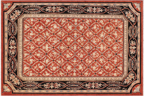handmade Transitional Kafkaz Rust Black Hand Knotted RECTANGLE 100% WOOL area rug 9' x 12'