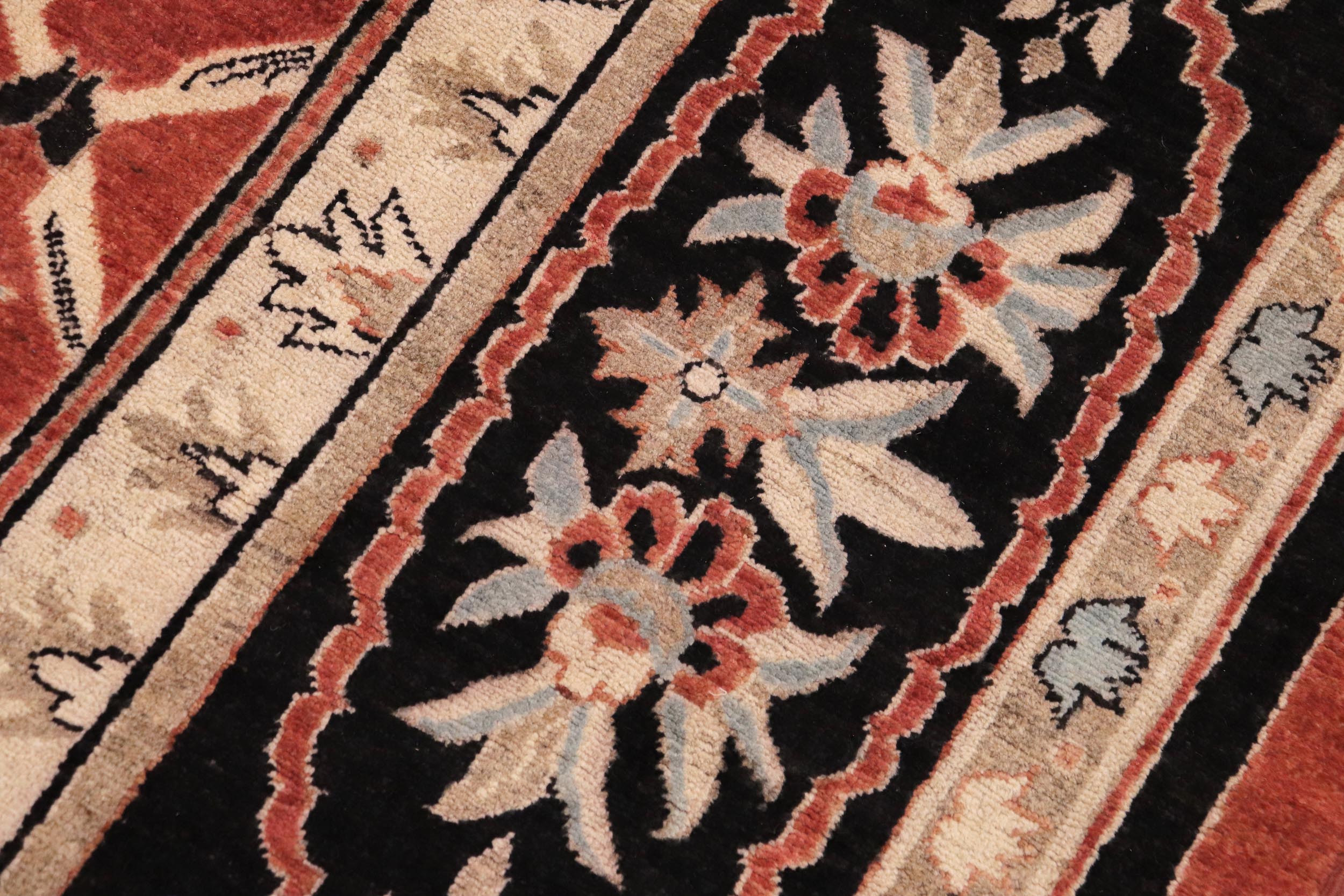 handmade Transitional Kafkaz Rust Black Hand Knotted RECTANGLE 100% WOOL area rug 9' x 12'