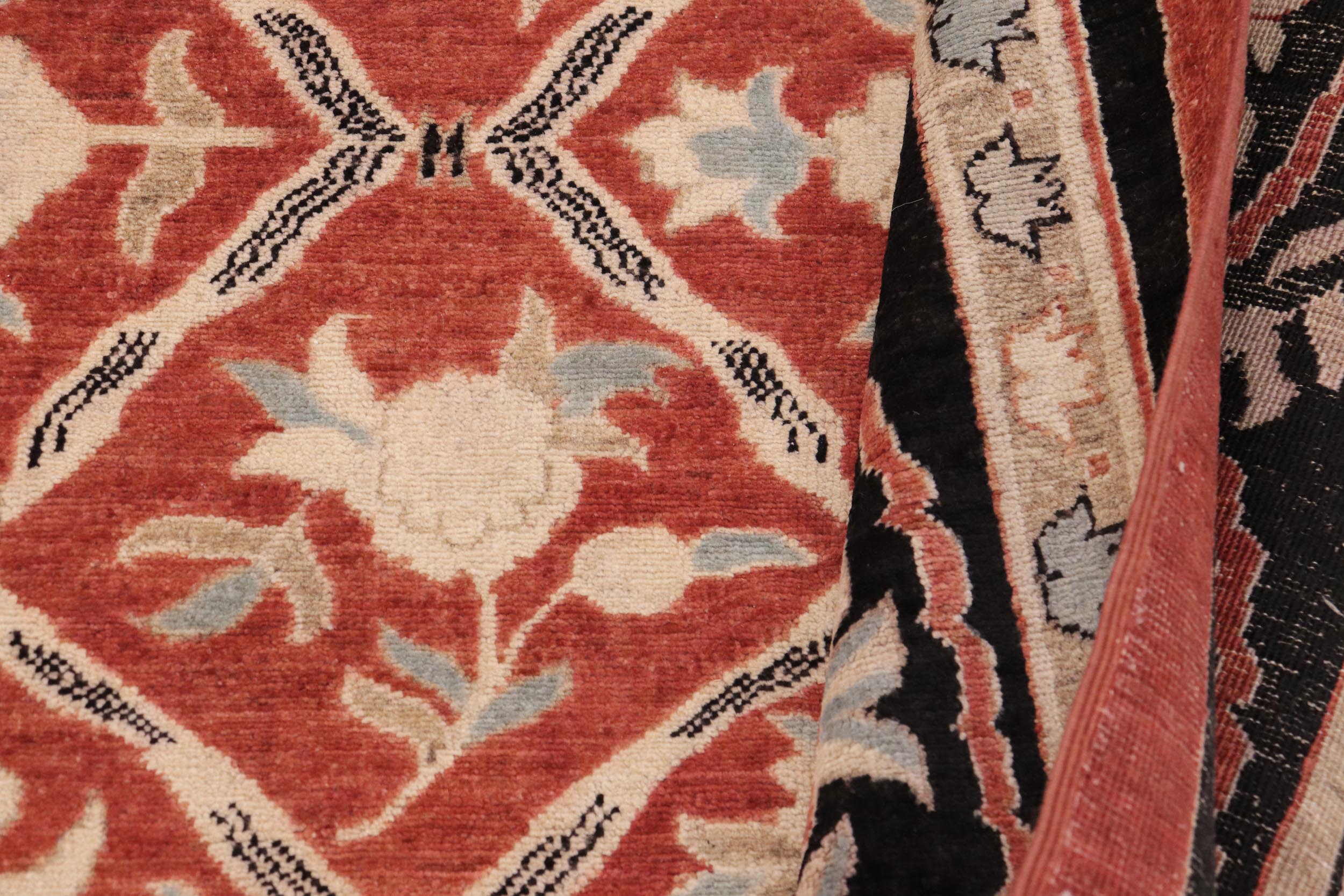 handmade Transitional Kafkaz Rust Black Hand Knotted RECTANGLE 100% WOOL area rug 9' x 12'