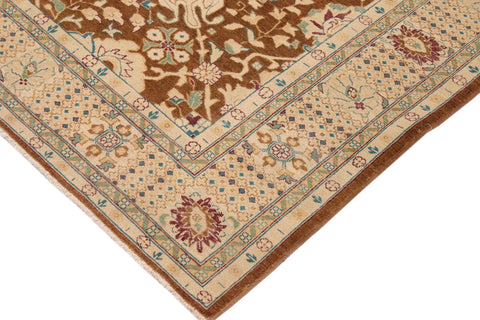 handmade Transitional Kafkaz Brown Beige Hand Knotted RECTANGLE 100% WOOL area rug 9' x 12'