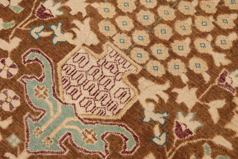 handmade Transitional Kafkaz Brown Beige Hand Knotted RECTANGLE 100% WOOL area rug 9' x 12'