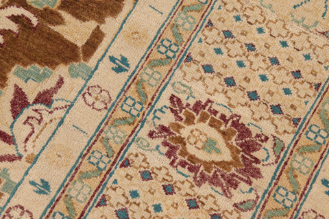 handmade Transitional Kafkaz Brown Beige Hand Knotted RECTANGLE 100% WOOL area rug 9' x 12'