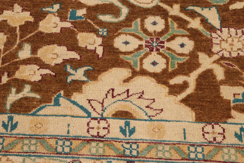 handmade Transitional Kafkaz Brown Beige Hand Knotted RECTANGLE 100% WOOL area rug 9' x 12'