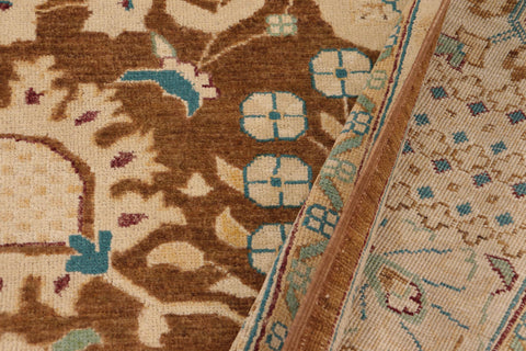handmade Transitional Kafkaz Brown Beige Hand Knotted RECTANGLE 100% WOOL area rug 9' x 12'