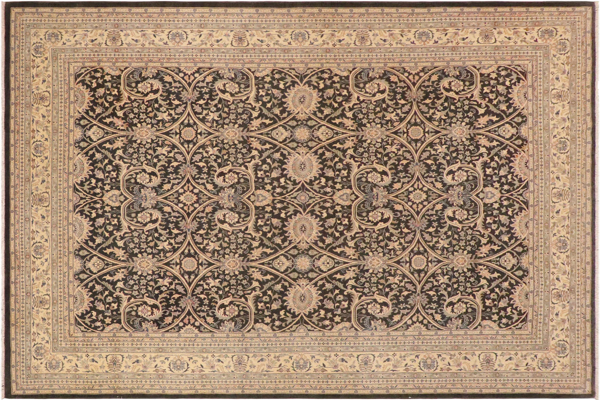 handmade Transitional Kafkaz Charcoal Beige Hand Knotted RECTANGLE 100% WOOL area rug 9x12