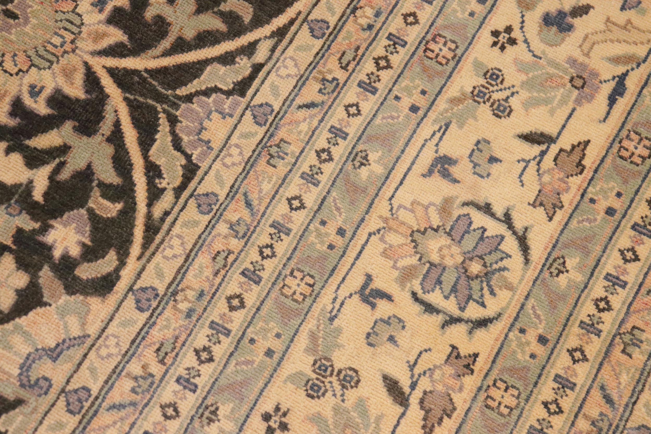 handmade Transitional Kafkaz Charcoal Beige Hand Knotted RECTANGLE 100% WOOL area rug 9x12