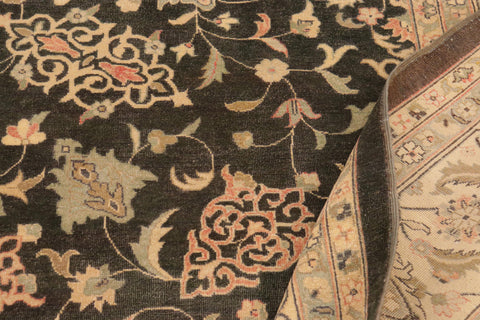 handmade Traditional Kafkaz Charcoal Green Hand Knotted RECTANGLE 100% WOOL area rug 9x12