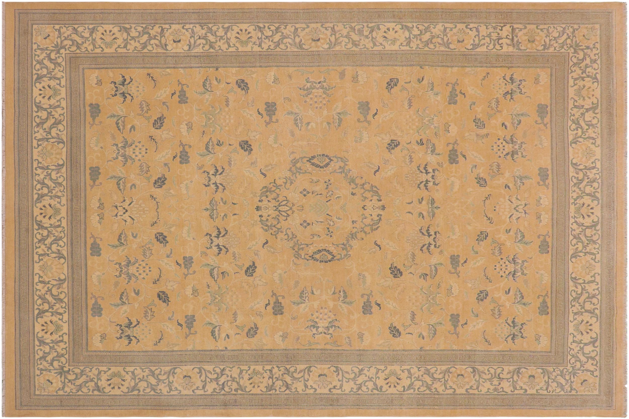 handmade Traditional Kafkaz Peach Beige Hand Knotted RECTANGLE 100% WOOL area rug 8x11