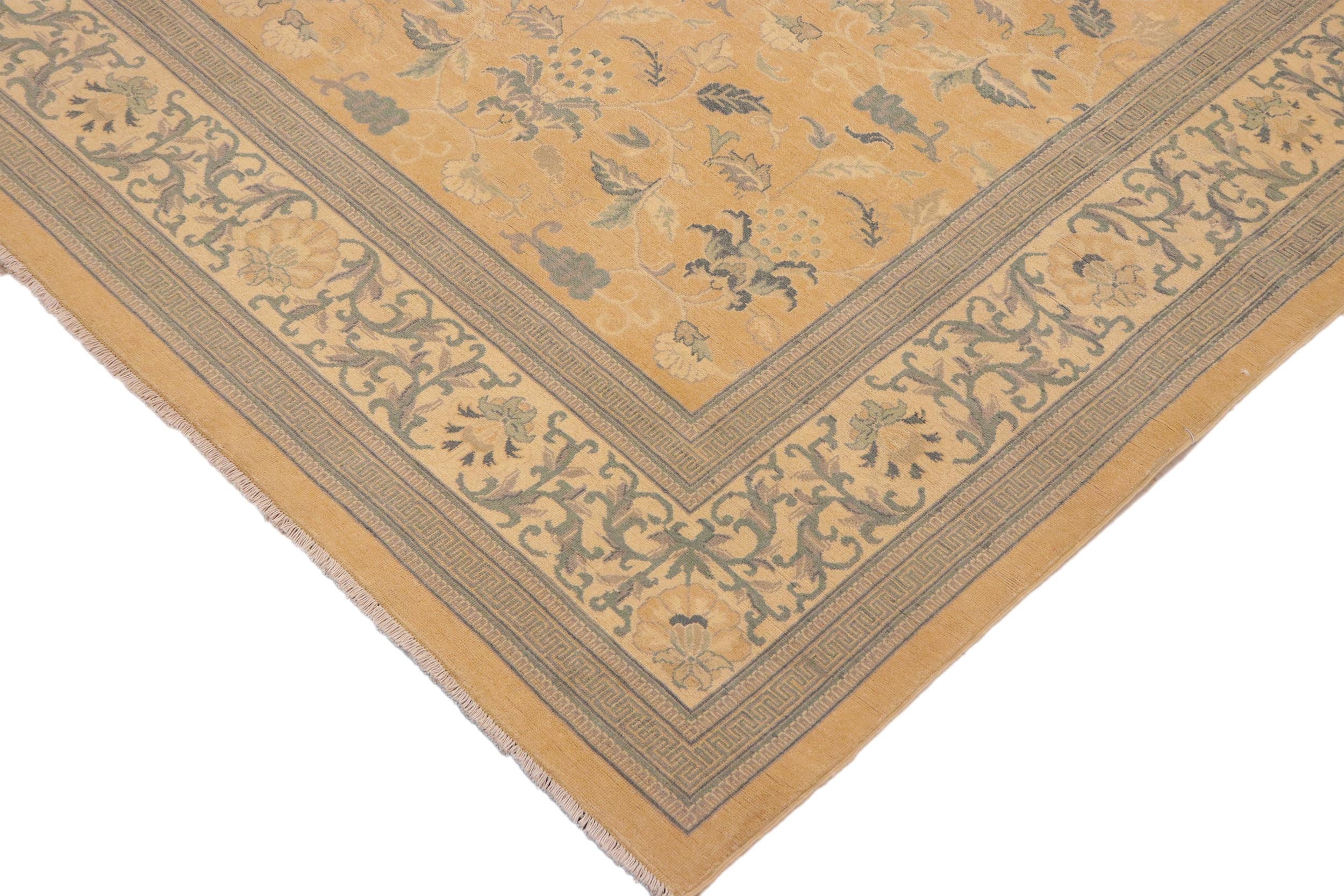 handmade Traditional Kafkaz Peach Beige Hand Knotted RECTANGLE 100% WOOL area rug 8x11