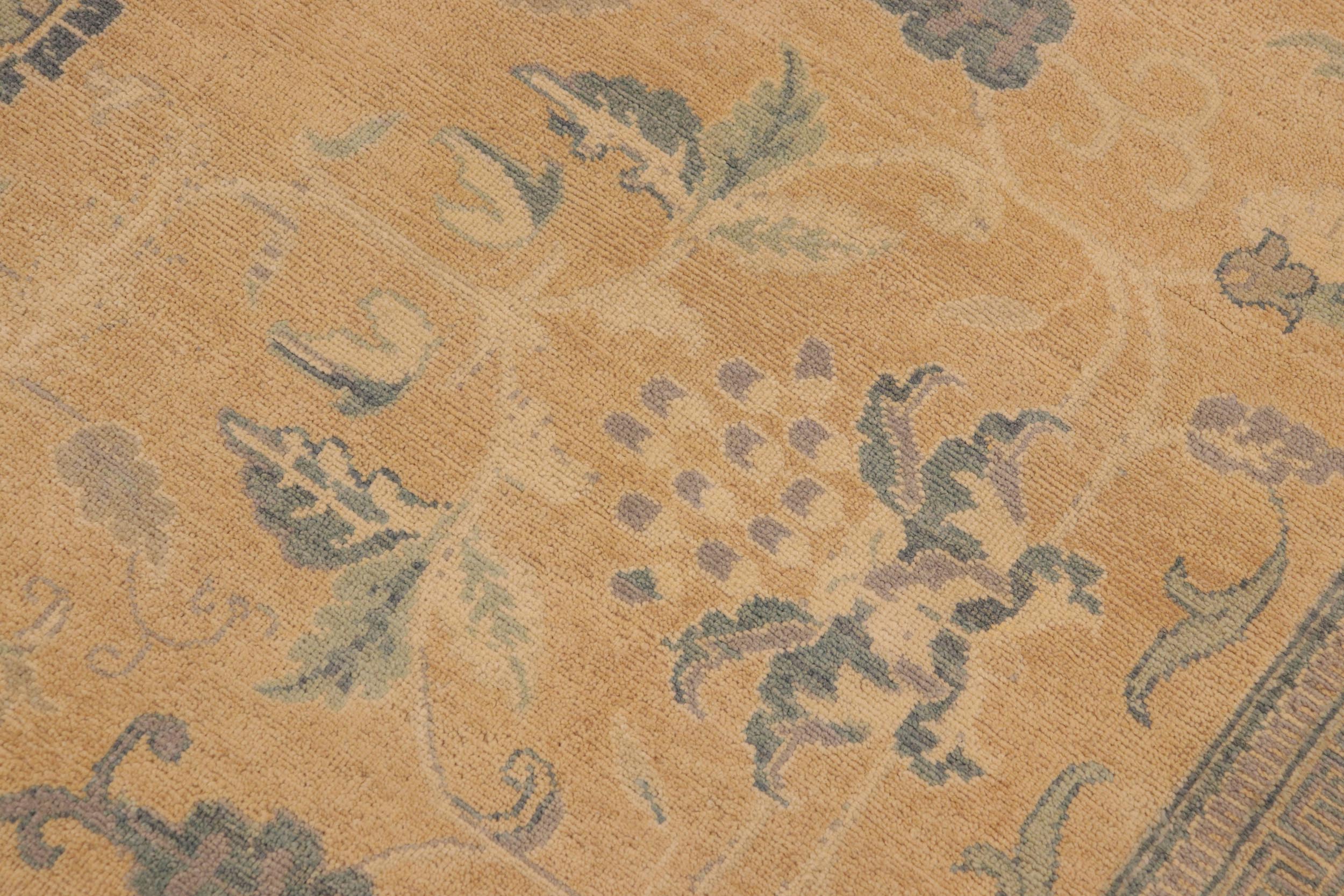 handmade Traditional Kafkaz Peach Beige Hand Knotted RECTANGLE 100% WOOL area rug 8x11