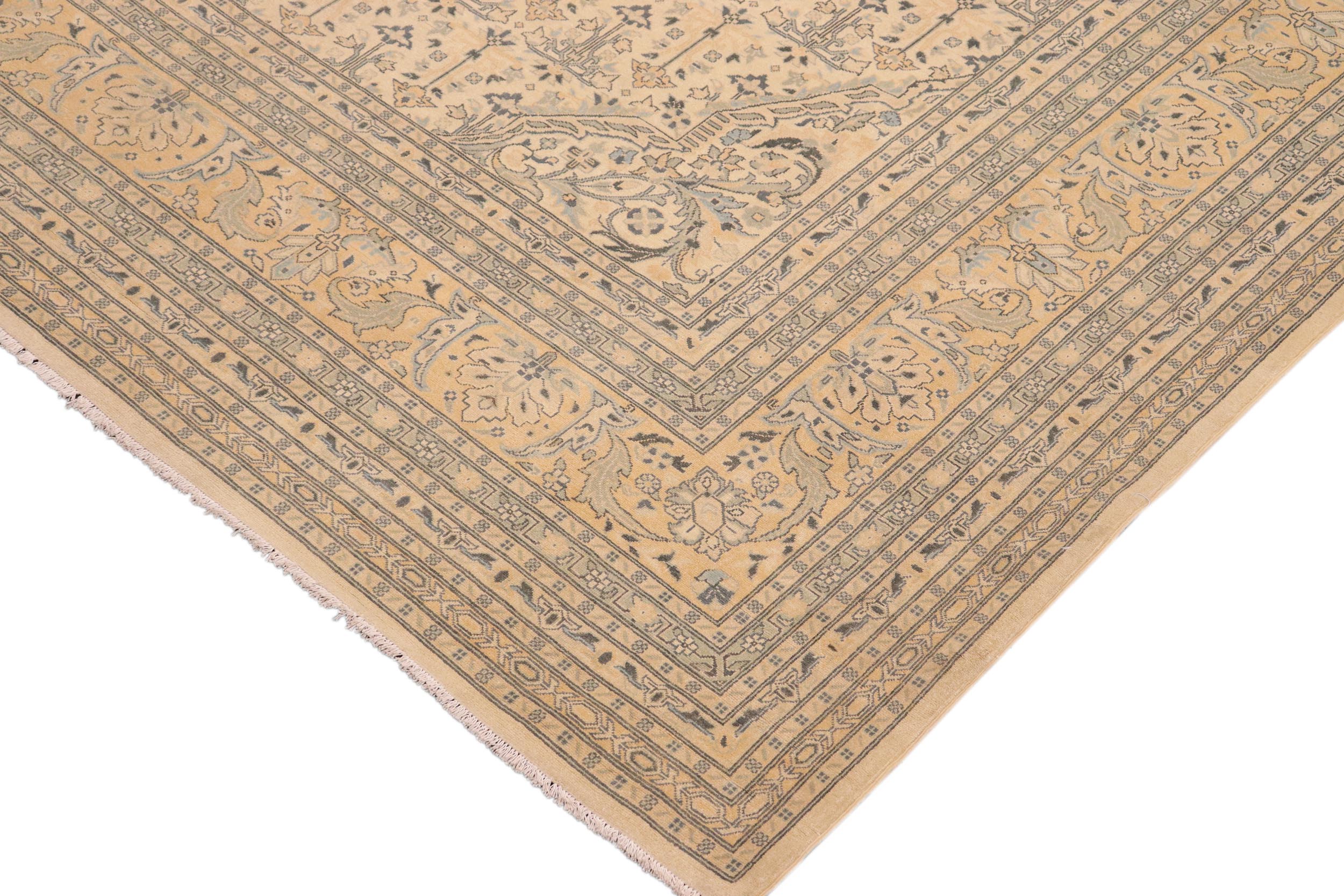 handmade Traditional Kafkaz Beige Gold Hand Knotted RECTANGLE 100% WOOL area rug 10x14