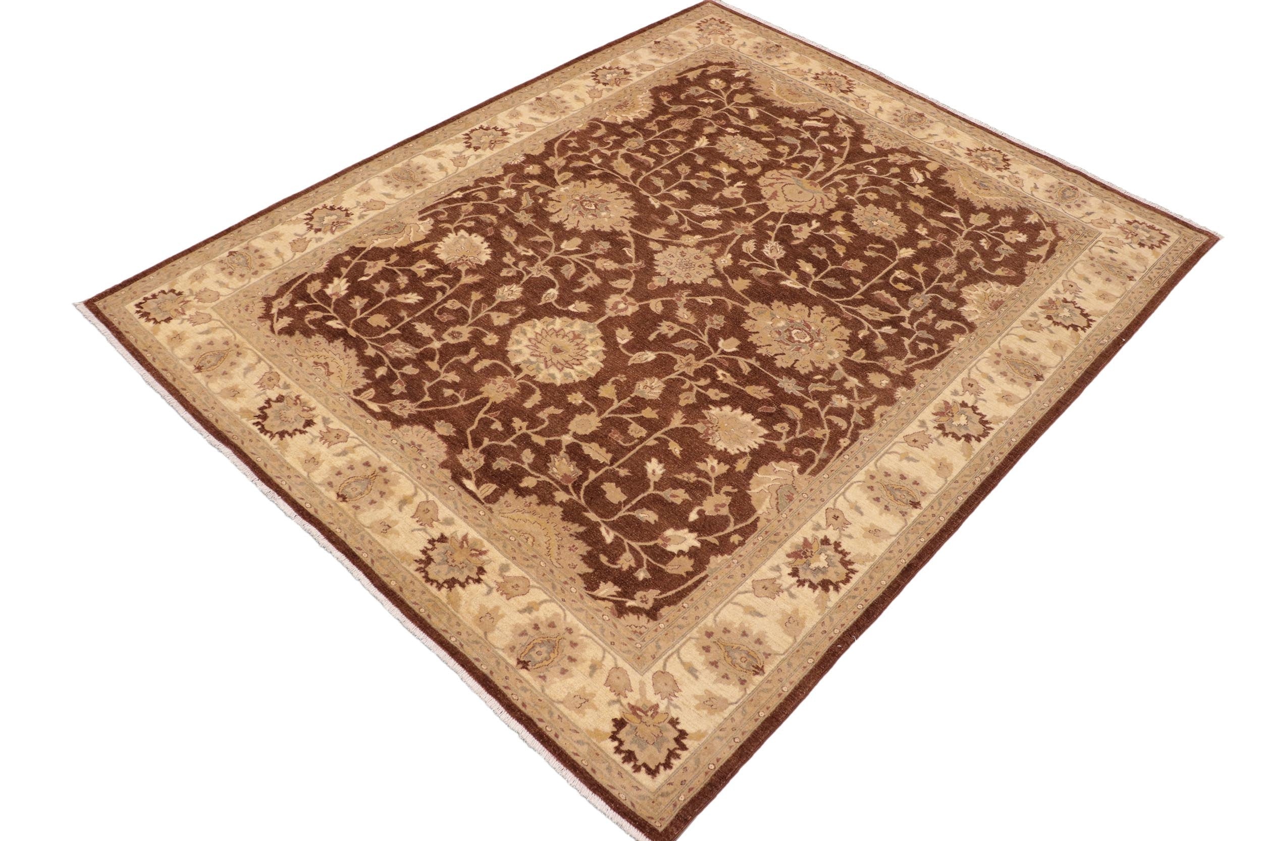 handmade Traditional Kafkaz Brown Beige Hand Knotted RECTANGLE 100% WOOL area rug 9x11