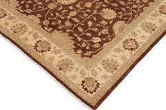 handmade Traditional Kafkaz Brown Beige Hand Knotted RECTANGLE 100% WOOL area rug 9X11