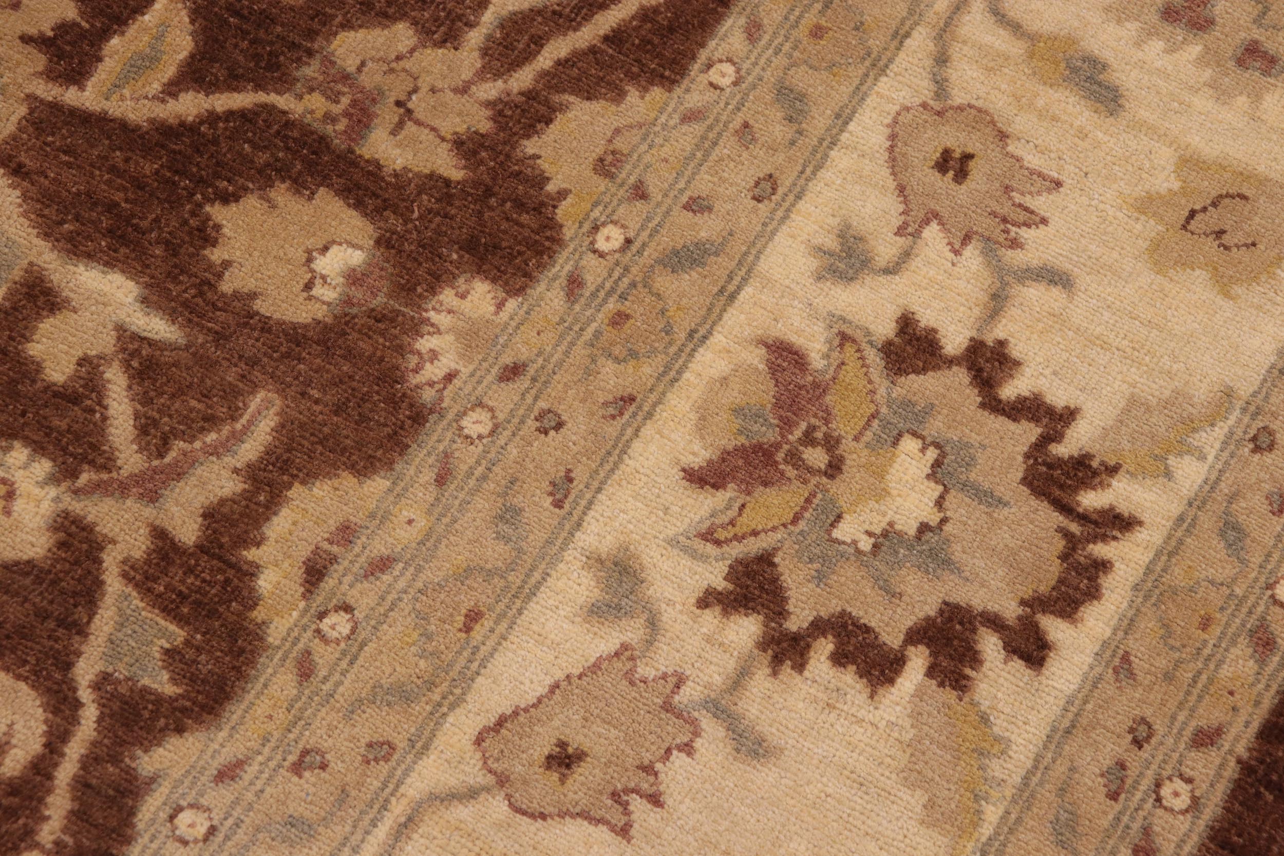handmade Traditional Kafkaz Brown Beige Hand Knotted RECTANGLE 100% WOOL area rug 9x11