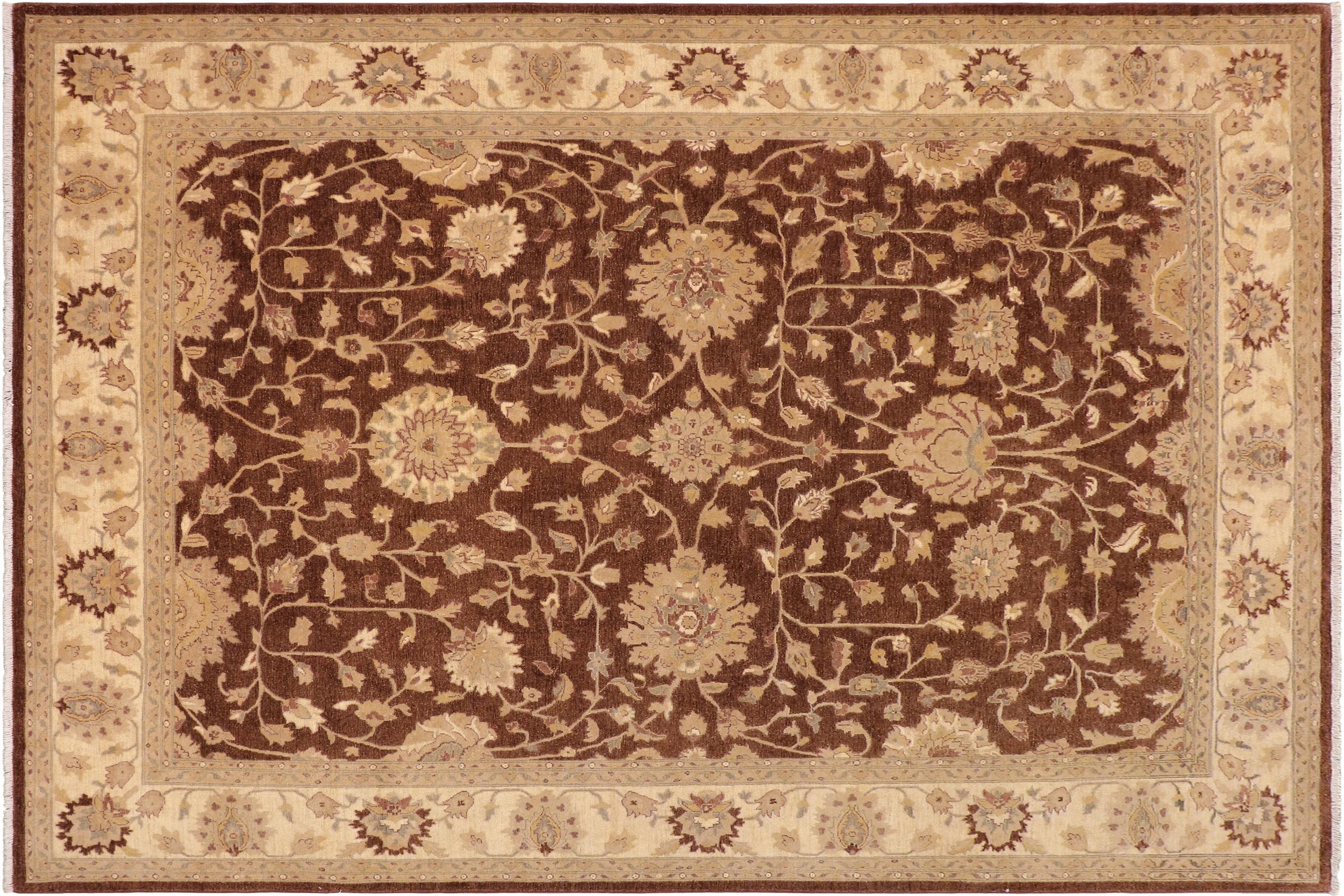 handmade Traditional Kafkaz Brown Beige Hand Knotted RECTANGLE 100% WOOL area rug 9x11