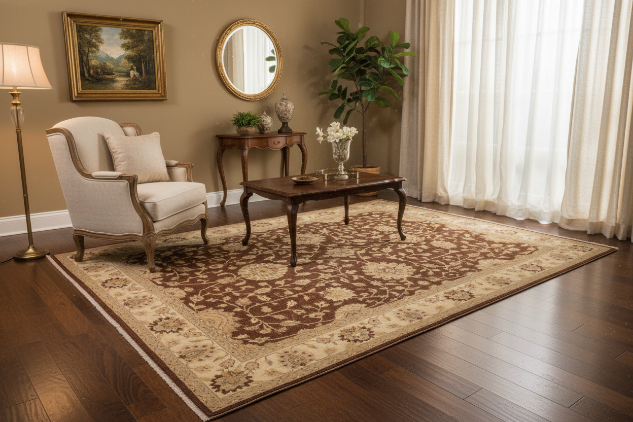 handmade Traditional Kafkaz Brown Beige Hand Knotted RECTANGLE 100% WOOL area rug 9x11