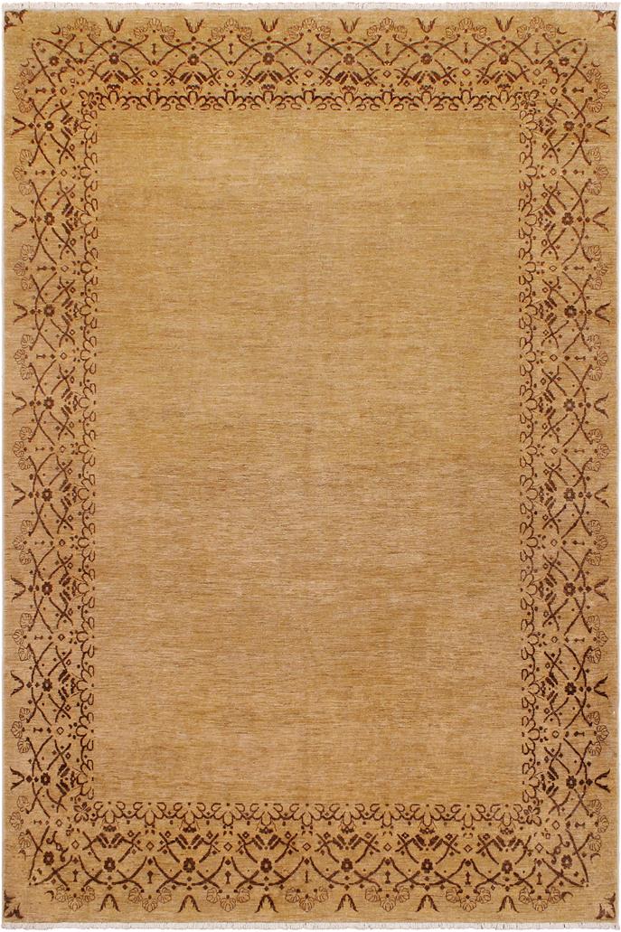 handmade Modern Kafkaz Tan Brown Hand Knotted RECTANGLE 100% WOOL area rug 9X12