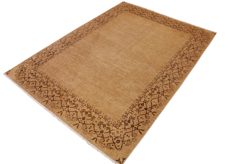 handmade Modern Kafkaz Tan Brown Hand Knotted RECTANGLE 100% WOOL area rug 9' x 12'