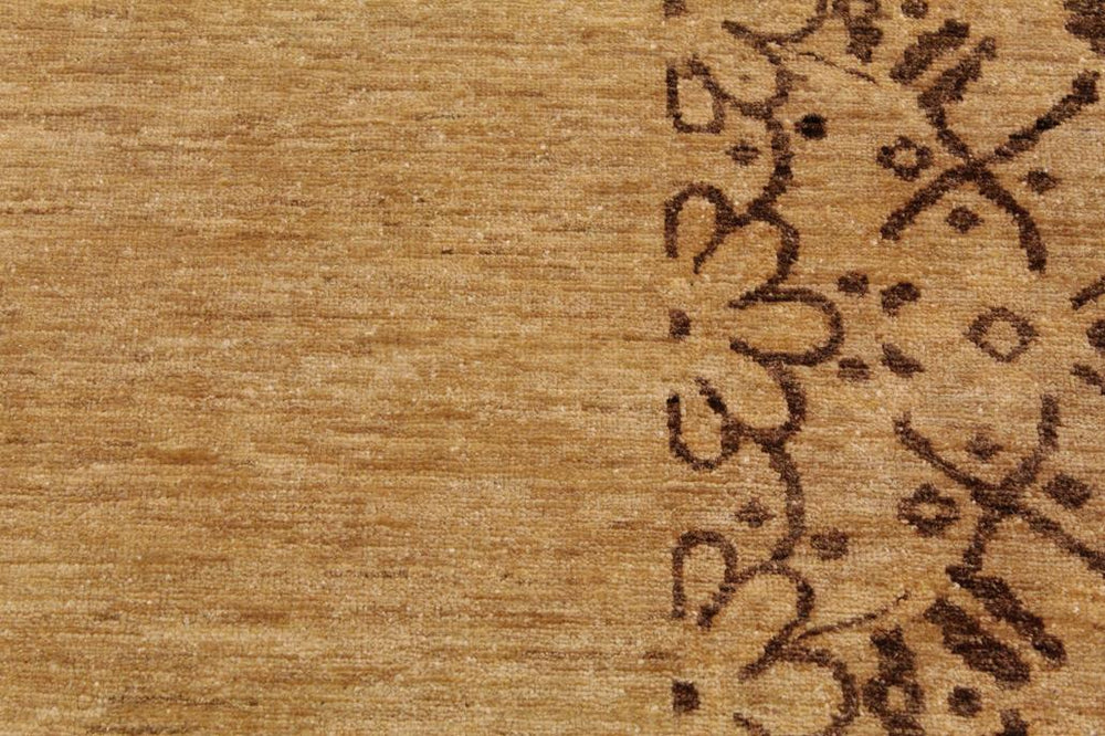 handmade Modern Kafkaz Tan Brown Hand Knotted RECTANGLE 100% WOOL area rug 9X12