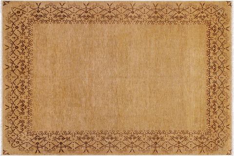 handmade Modern Kafkaz Tan Brown Hand Knotted RECTANGLE 100% WOOL area rug 9' x 12'