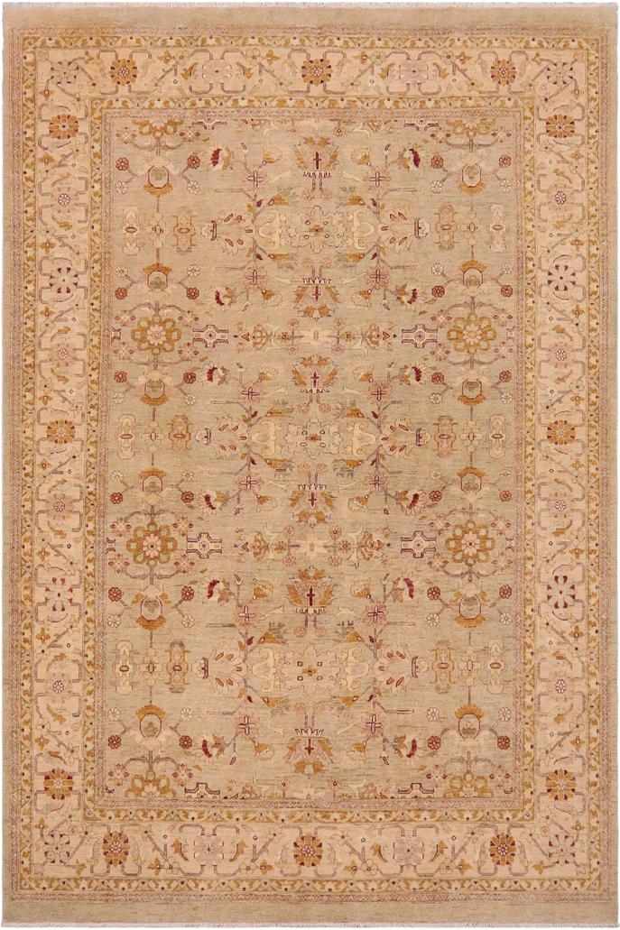 handmade Traditional Kafkaz Lt. Green Beige Hand Knotted RECTANGLE 100% WOOL area rug 9X12