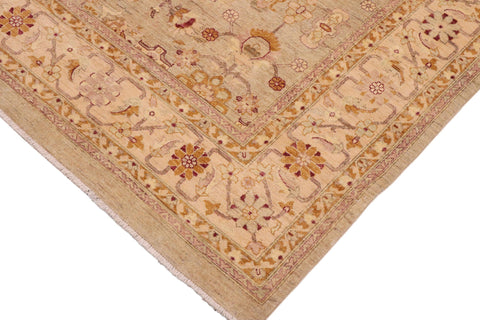 handmade Transitional Kafkaz Lt. Green Beige Hand Knotted RECTANGLE 100% WOOL area rug 9' x 12'