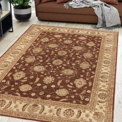 handmade Traditional Kafkaz Brown Beige Hand Knotted RECTANGLE 100% WOOL area rug 9X12