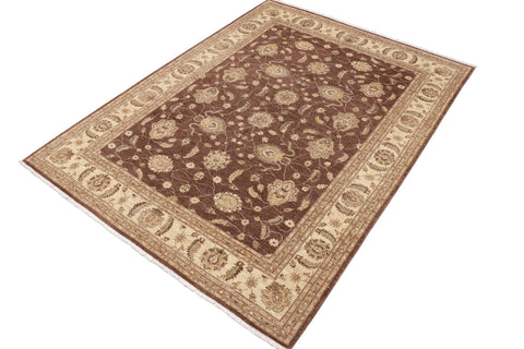 handmade Transitional Kafkaz Brown Beige Hand Knotted RECTANGLE 100% WOOL area rug 9' x 12'