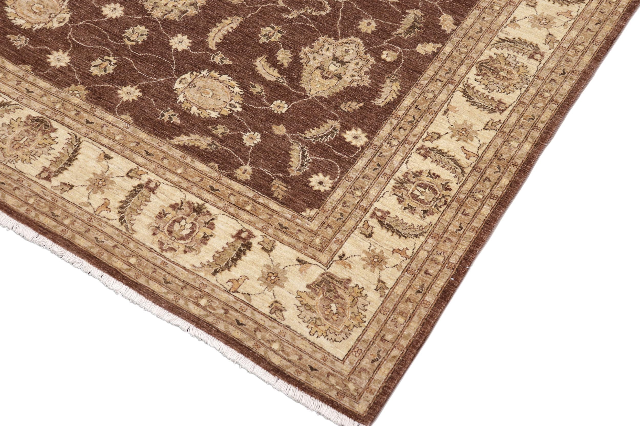 handmade Transitional Kafkaz Brown Beige Hand Knotted RECTANGLE 100% WOOL area rug 9' x 12'